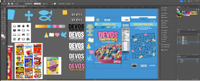 Cereal box illustration in Adobe Illustrator